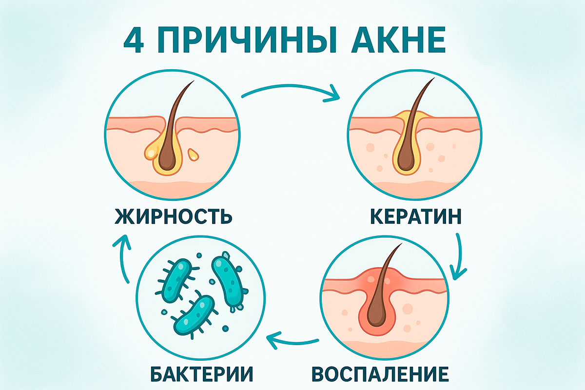 Причины акне на лице
