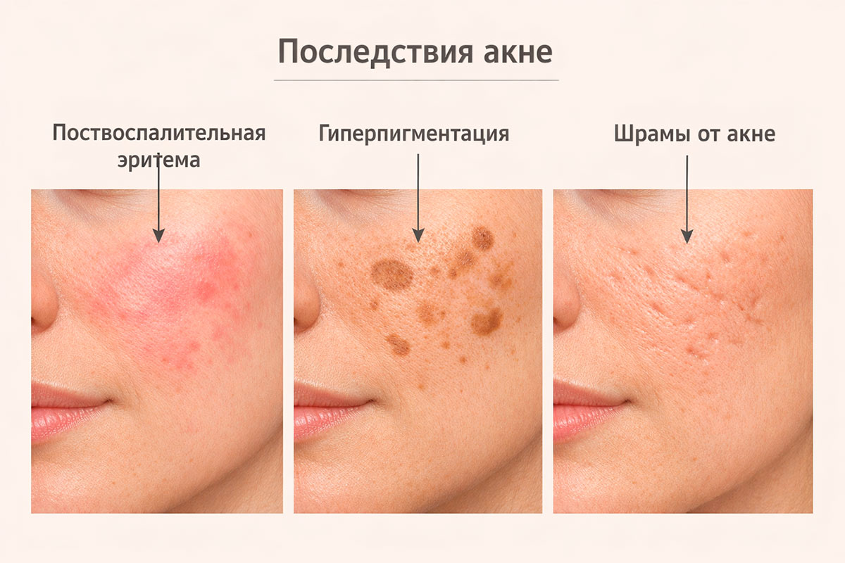 Постакне: пигментные пятна и рубцовые изменения кожи